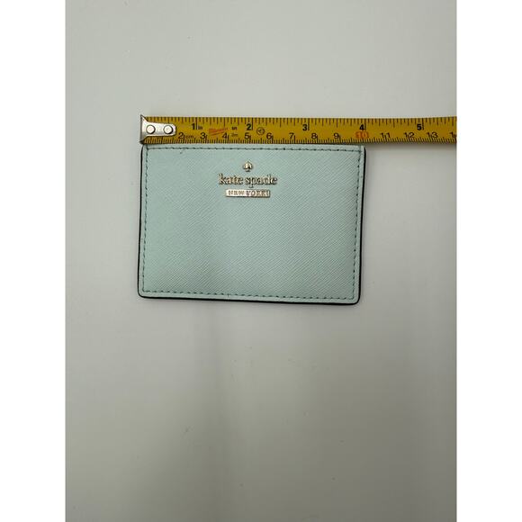 Kate Spade Mint Green Slim Flat Small Credit Card Wallet minimalist holder 4" - Picture 3 of 6